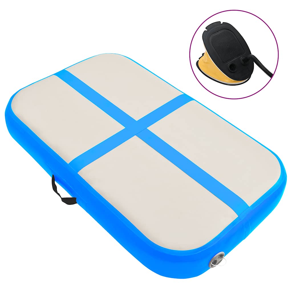 Aufblasbare Gymnastikmatte mit Pumpe 60x100x15 cm PVC Blau