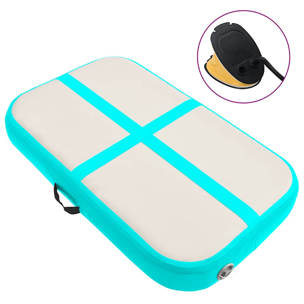 Aufblasbare Gymnastikmatte mit Pumpe 60x100x15 cm PVC Grün