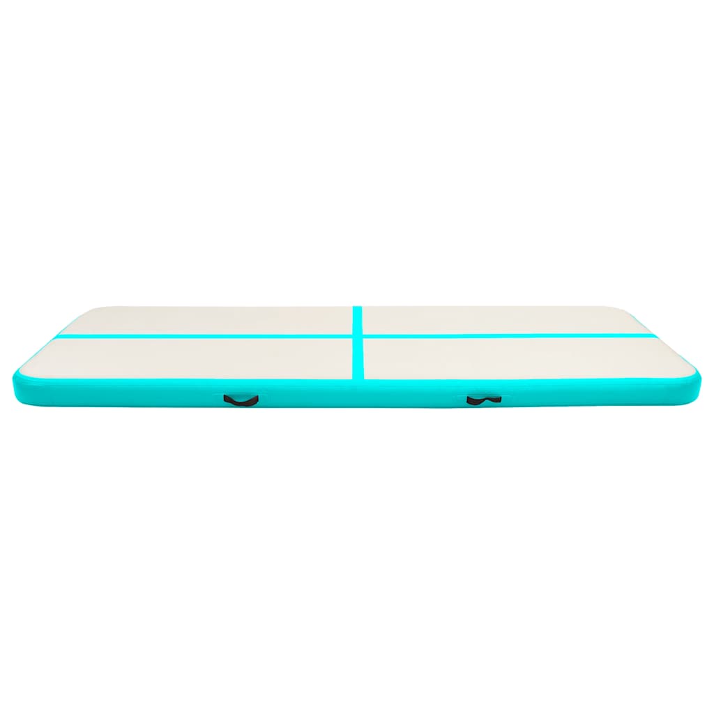 Aufblasbare Gymnastikmatte mit Pumpe 400x100x15 cm PVC Grün