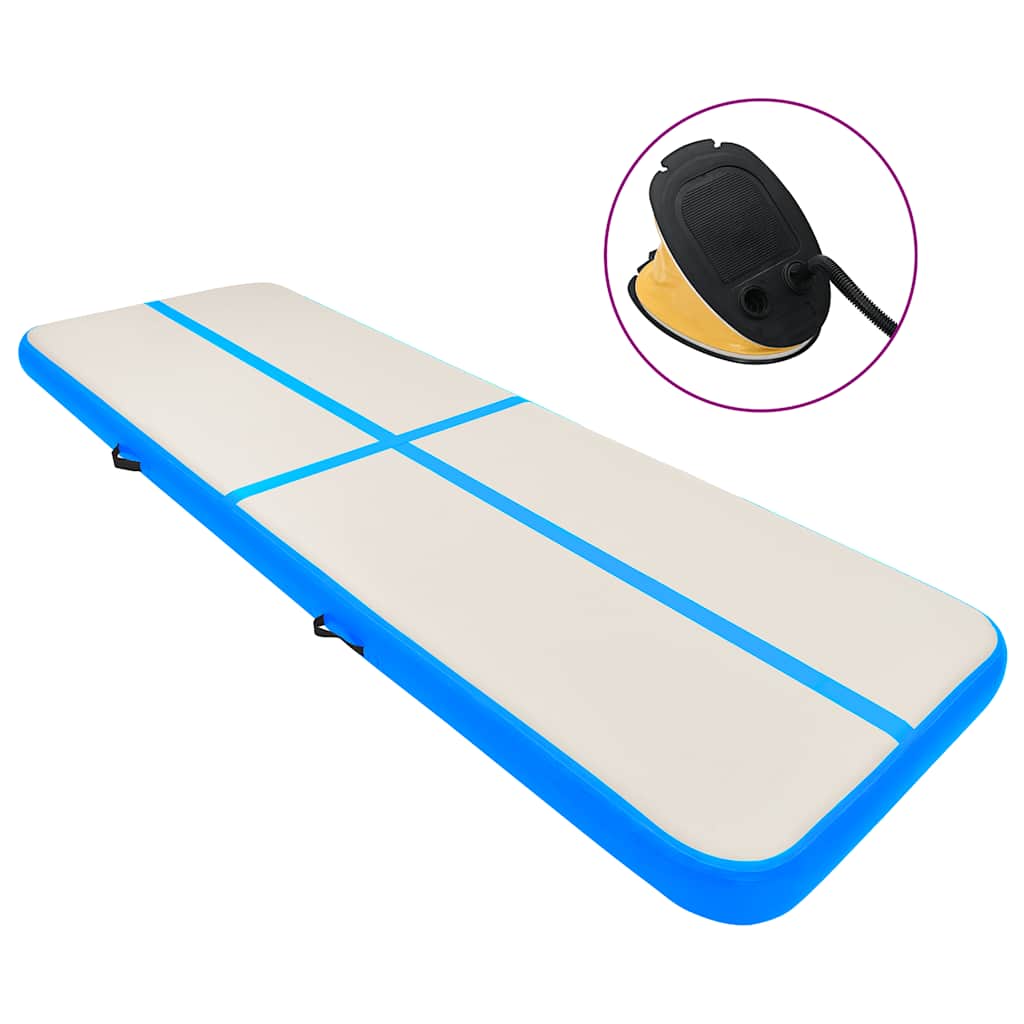 Aufblasbare Gymnastikmatte mit Pumpe 500x100x15 cm PVC Blau