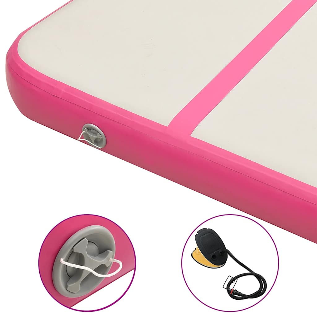 Aufblasbare Gymnastikmatte mit Pumpe 700x100x15 cm PVC Rosa