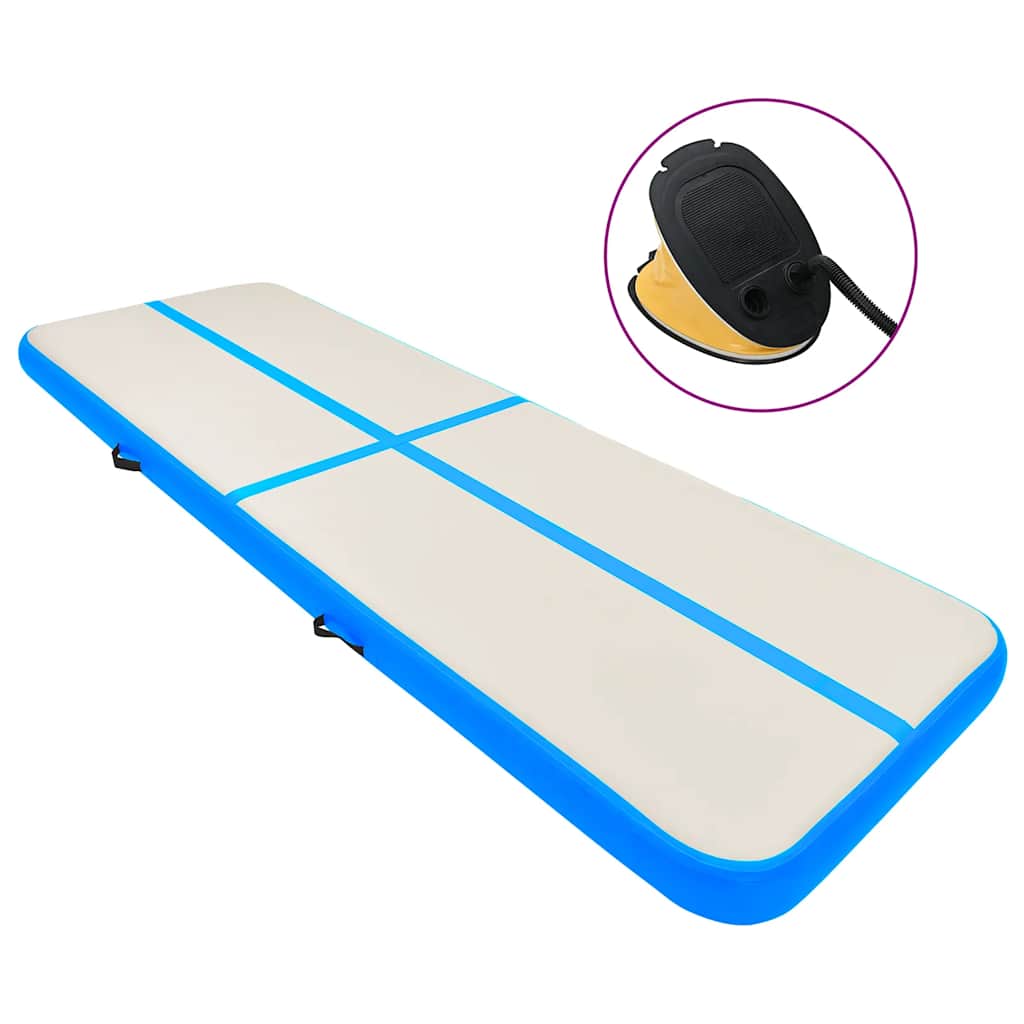 Aufblasbare Gymnastikmatte mit Pumpe 700x100x15 cm PVC Blau