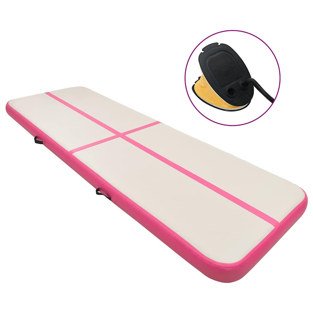 Aufblasbare Gymnastikmatte mit Pumpe 800x100x20 cm PVC Rosa