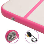 Aufblasbare Gymnastikmatte mit Pumpe 800x100x20 cm PVC Rosa