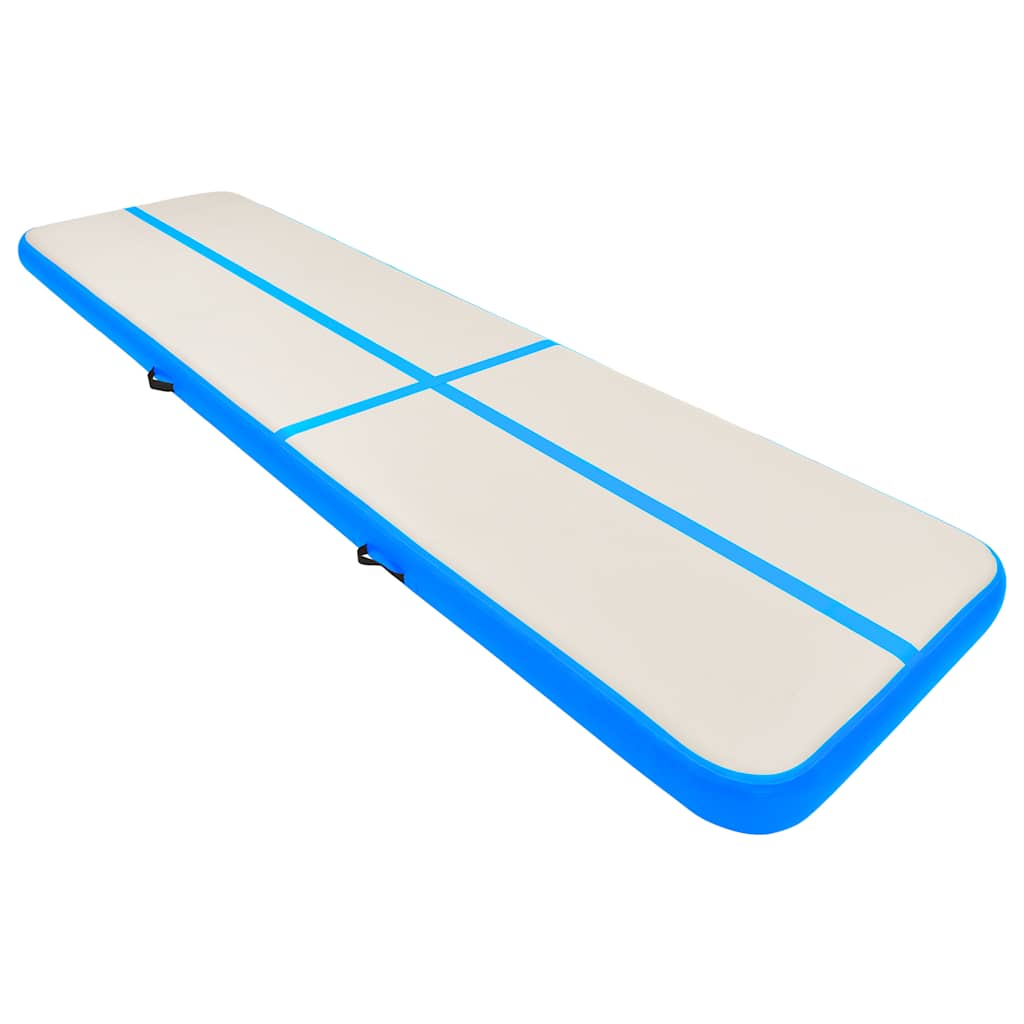 Aufblasbare Gymnastikmatte mit Pumpe 800x100x20 cm PVC Blau