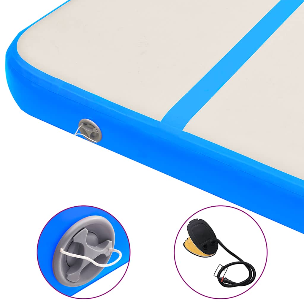Aufblasbare Gymnastikmatte mit Pumpe 800x100x20 cm PVC Blau