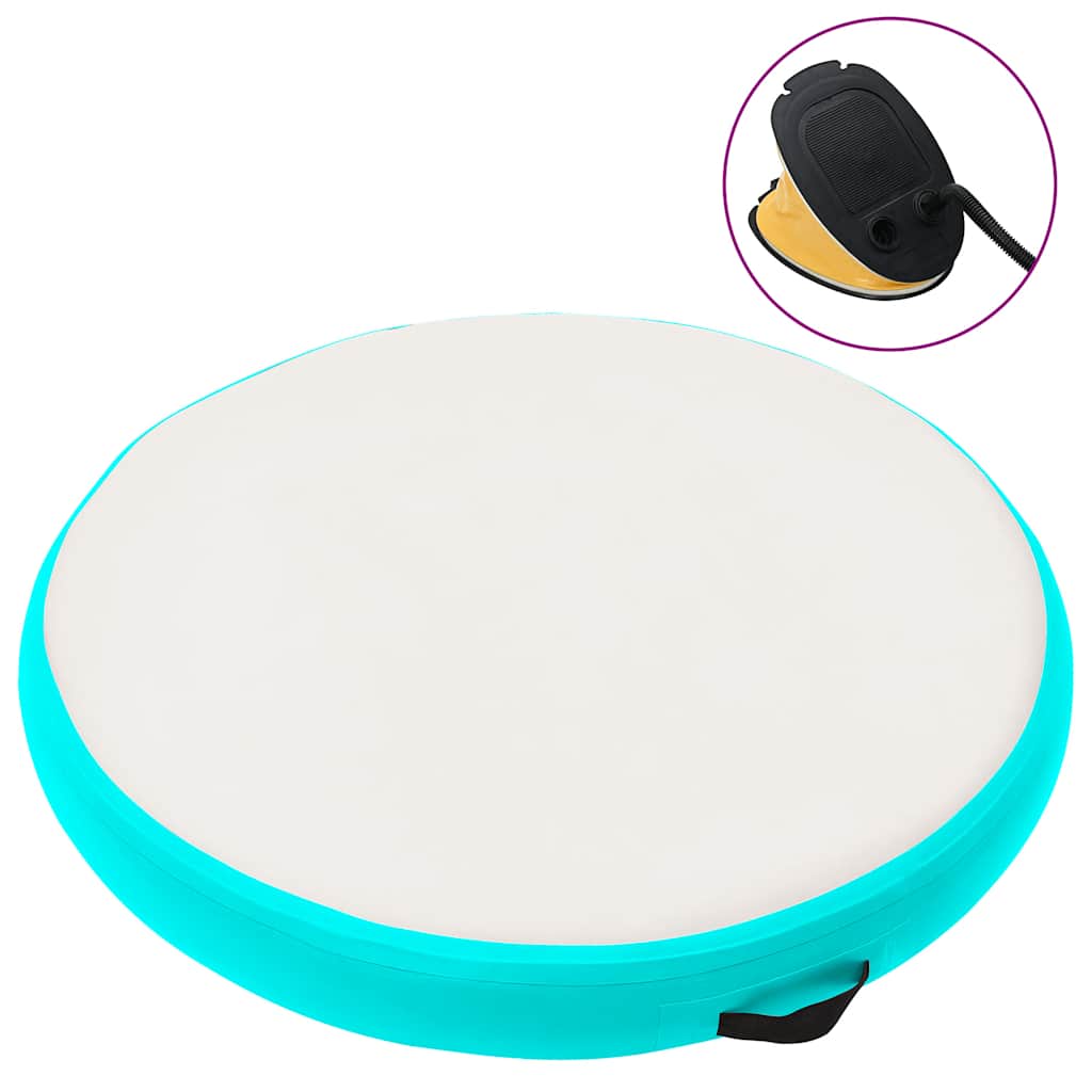 Aufblasbare Gymnastikmatte mit Pumpe 100x100x15 cm PVC Grün
