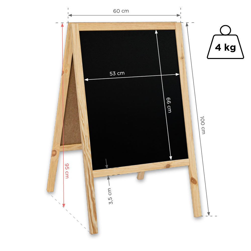 Kreidetafel/Holz Kundenstopper Classic M (60x100 cm) - natur-4