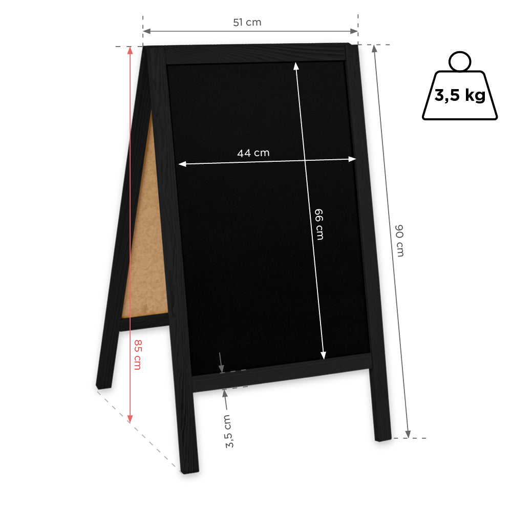 Kreidetafel/holz Kundenstopper Classic S (51x90 cm) - schwarz-5