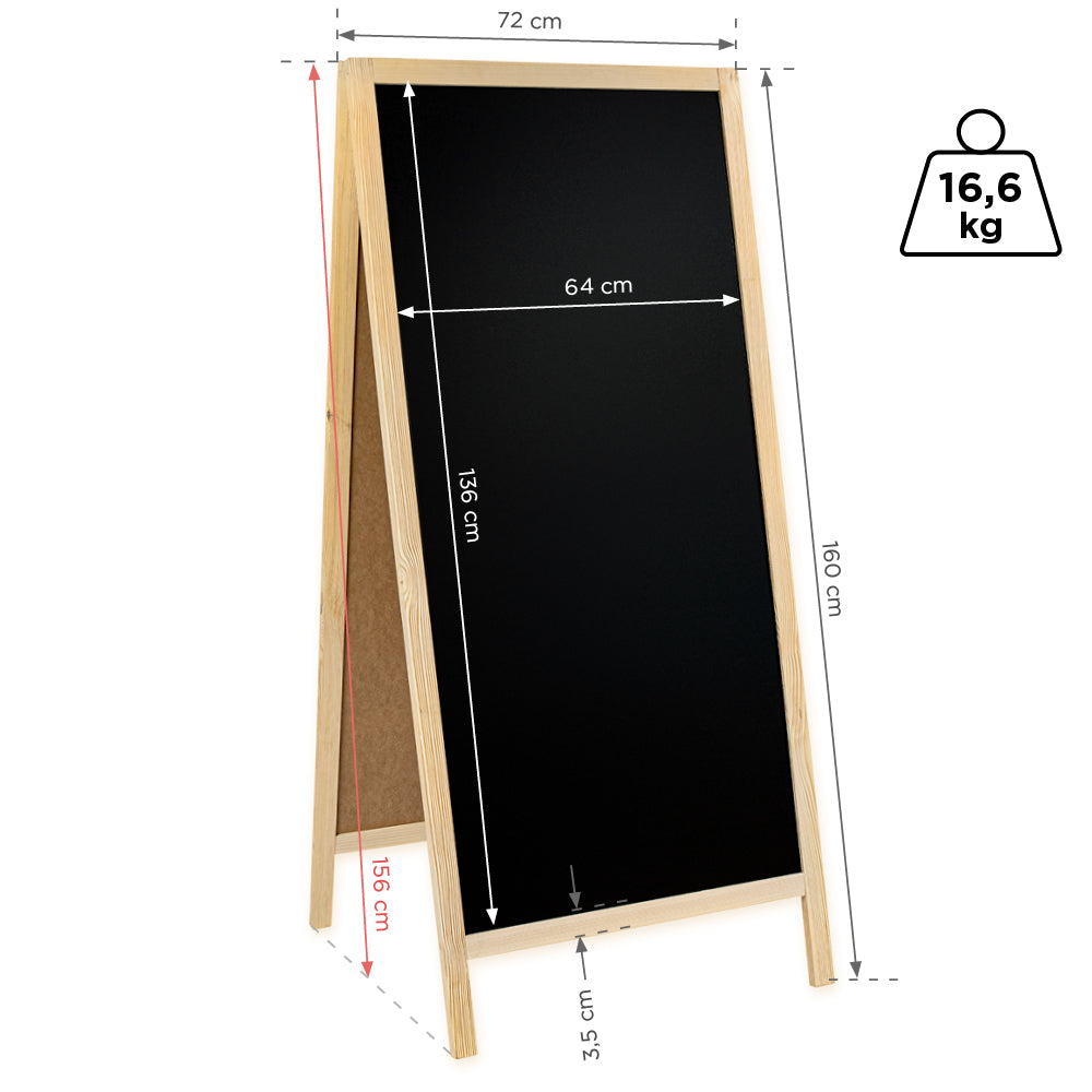 Kreidetafel/holz Kundenstopper Classic XL (72x160 cm) - natur-5