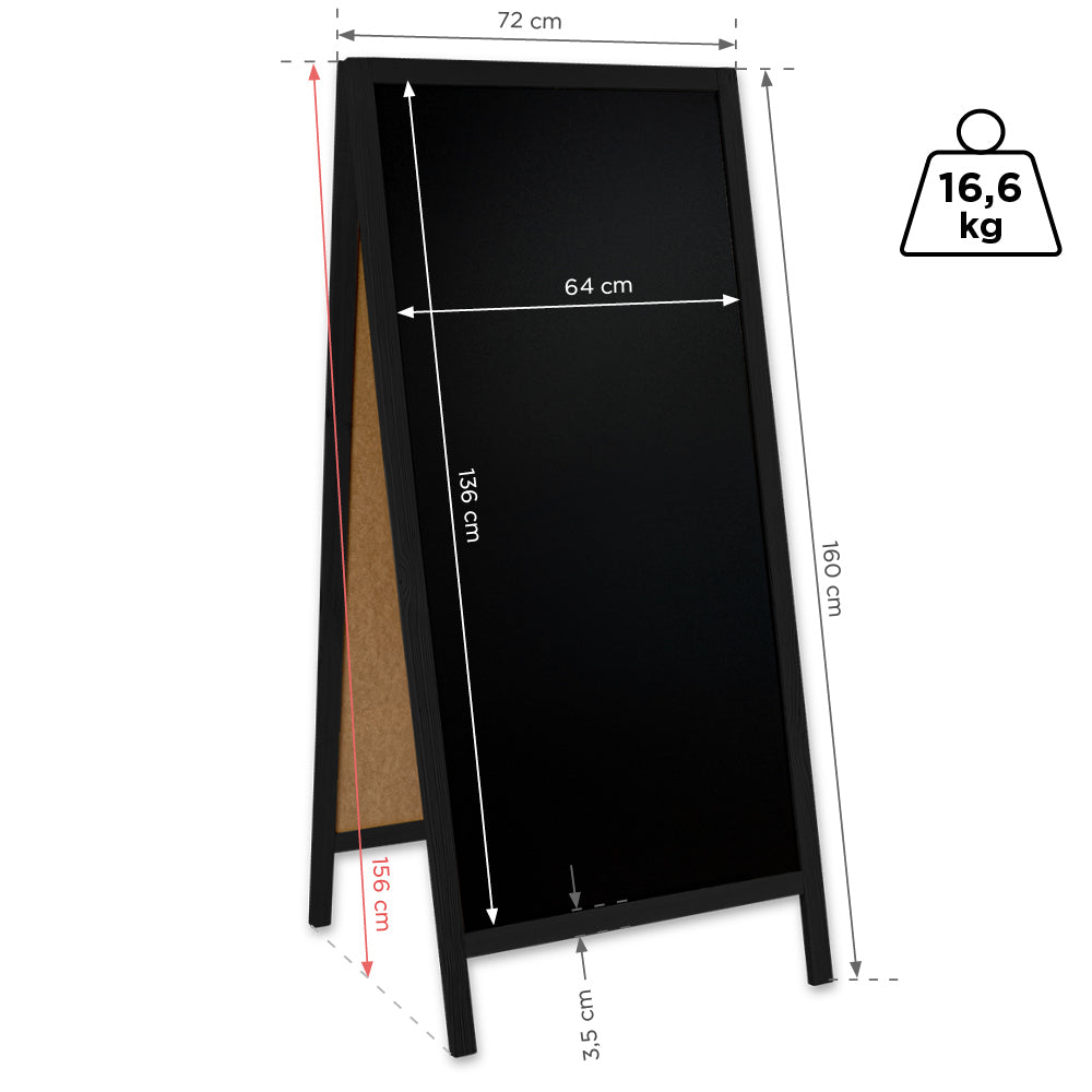 Kreidetafel/holz Kundenstopper Classic XL (72x160 cm) - schwarz-5